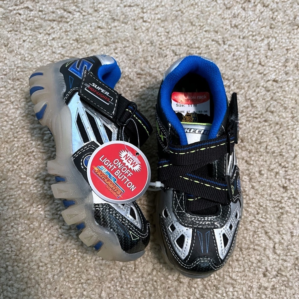 Skechers Super Hot Lights Street Lights SKX blue black silver little kid 11 new